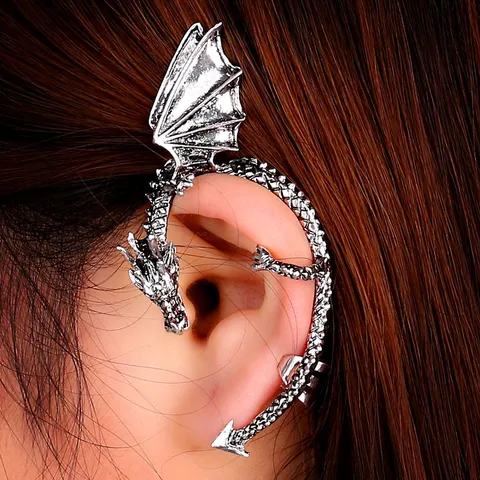 Gotische Punk Draak Oorbekleding Legering Geen Piercing Oorring Creatieve Persoonlijkheid Cool Sieraden Cadeau Voor Mannen Vrouwen