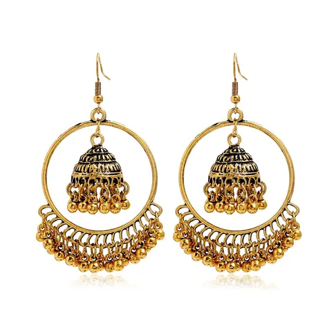 Vintage Legering Vogelkooi Kwast Jhumka Oorbellen Etnische Geometrische Hangende Oorbellen Vrouwen Mode Strass Sieraden