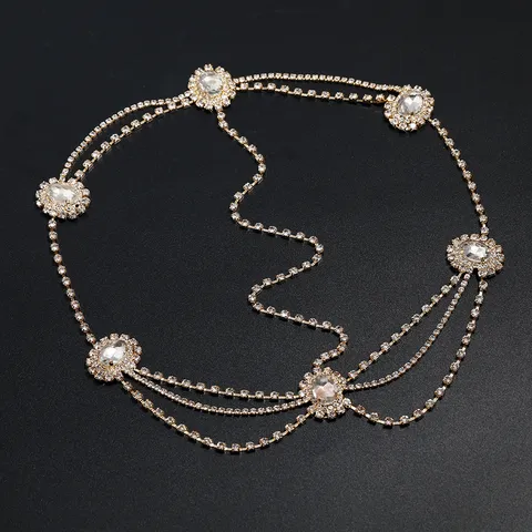 Europees En Amerikaans Mode Meerlaags Strass Kwast Voorhoofd Hoofdtooi Haarketen Voor Vrouwen Feest Sieraden
