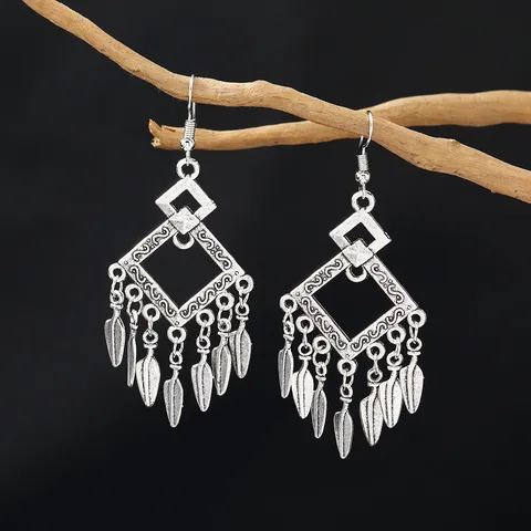 Vintage Boheemse Legering Dromenvanger Veer Lange Kwast Hangende Oorbellen Voor Vrouwen Mode Sieraden Cadeau Feest