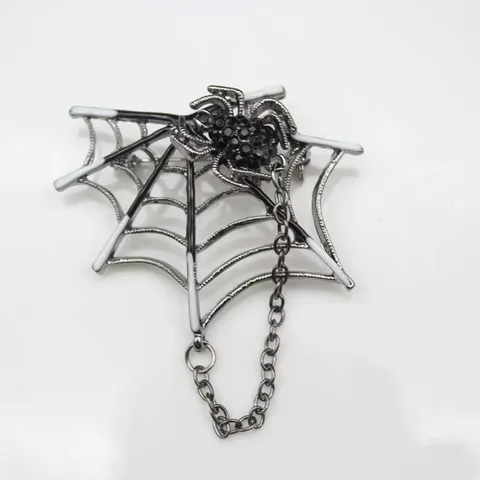 Σκοτεινό Ρέτρο Γοτθικό Spider Web Brooch Κράμα Στρας Κρεμαστό Αλυσίδα Broches Pin Halloween Κοσμήματα Αξεσουάρ Για Γυναίκες