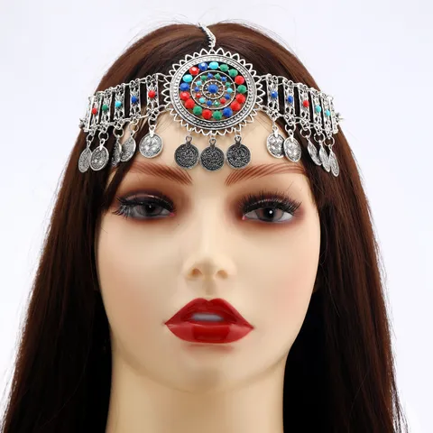 Retro Etnisch Kwastje Hoofdtooi Voorhoofd Ornament Kwastje Oorbellen Armband Set Antiek Goud Zilver Legering Boheemse Sieraden