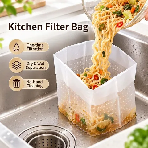 Self-Standing Kitchen Sink Filter Bags Fine Mesh Disposable Garbage Drain Net For Food Waste Residuals Clog Prevention
