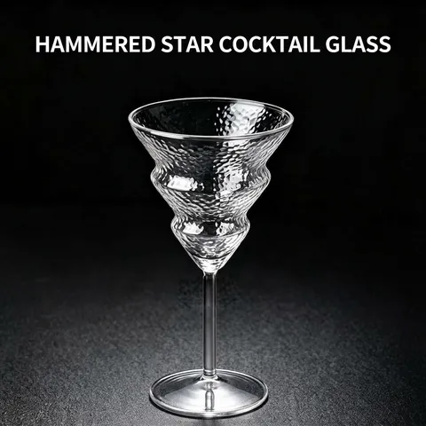 Kreativer Weihnachtsbaum Form Stern Kelch Gehämmertes Glas Cocktail Dessert Weinglas Für Festliche Party Haus Deko
