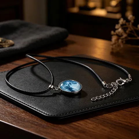 Mode Lichtgevende Melkweg Maan Hanger Ketting Voor Mannen Vrouwen Glow In The Dark Glas Cabochon Legering Ketting Met Wastouw