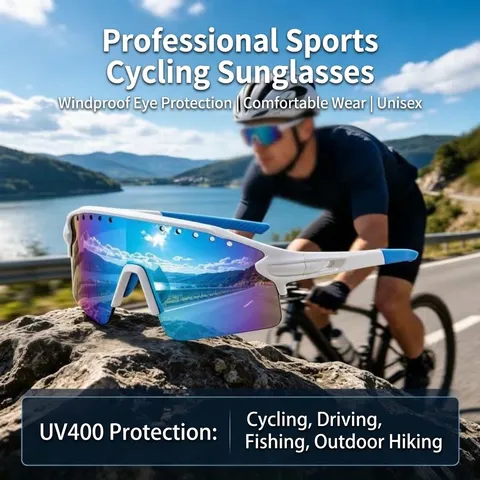 Sports Cycling Sunglasses Integrated Large Frame UV400 Protection Windproof Outdoor Riding Eyewear For Men Women Accessories