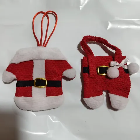Fabric Christmas Cutlery Holder Set Santa Claus Clothes Pants Reindeer Snowman Pattern Fork Spoon Cover For Holiday Dinner Party Decoration