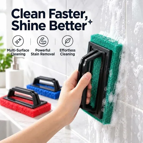 Handle Sponge Cleaning Brush Multi-functional Thickened Scouring Pad Scrubber For Kitchen Sink Bathtub Floor Tile PU PP Tool