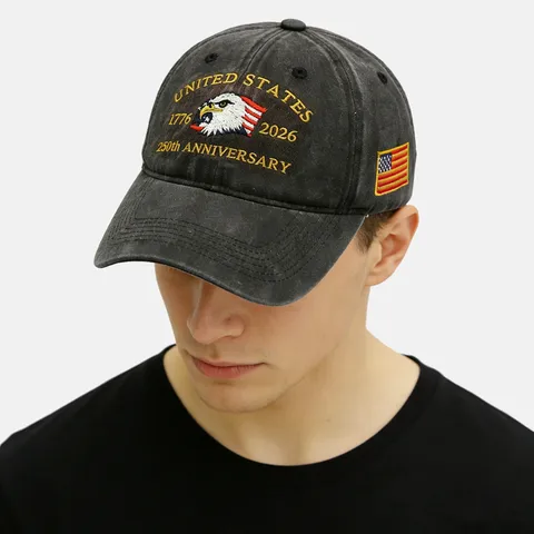 US 250. Jubiläum Gewaschene Baumwolle Baseballkappe Fischerhut Bestickter Adler Flagge Vintage Distressed Outdoor Unisex