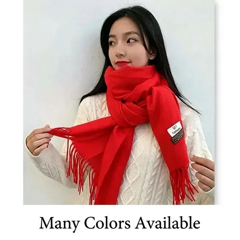 Einfarbiger Winter Warm Schal Kaschmirimitat Quasten Schal Elegant Wrap Für Damen Weiche Bequeme Halsbekleidung