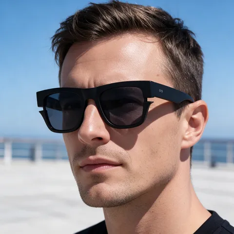 Retro Square Frame Sunglasses Men PC UV400 Protection Oversized Vintage Shades For Driving Cycling Outdoor Unisex