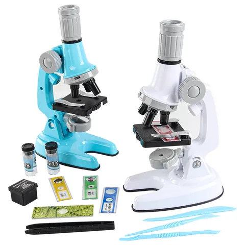 Children Optical Microscope Toy Science Experiment Kit LED Light 1200X Magnification Educational STEM Learning For Students
