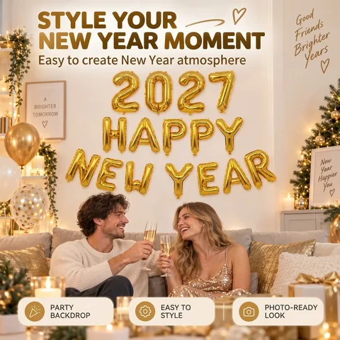 2026 Happy New Year Globo Dorado Plateado Oro Rosa Papel Aluminio Letras Números Globos Para Nochevieja Fiesta Decoraciones Oficina