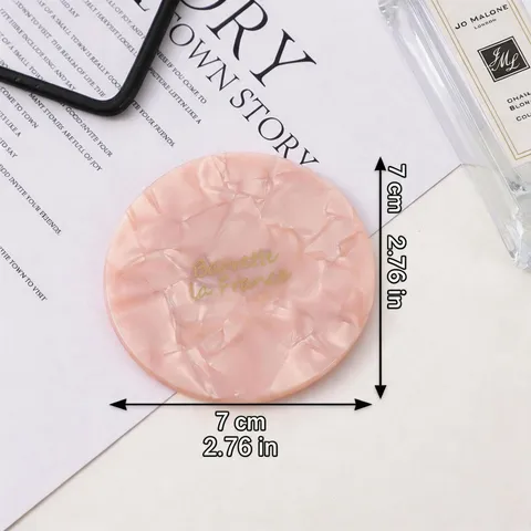 Ronde Draagbare Make-Up Spiegel Acetaat Hars Zakspiegel Reis Handspiegel Compact Marmer Schildpadpatroon Franse Stijl