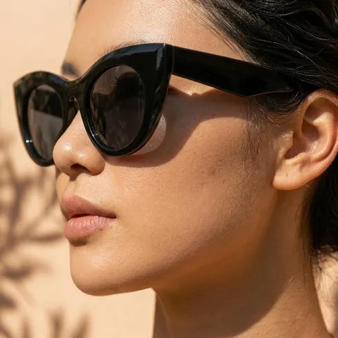 Cat Eye Sunglasses Vintage Large Thick PC Frame UV400 Protection Fashion Eyewear For Women Outdoor Travel
