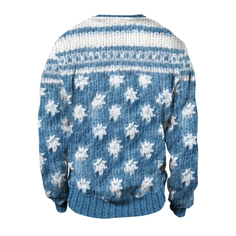 Suéter de Navidad Feo para Hombres Mujeres Cuello Redondo Manga Larga Sudadera de Poliéster Impresión Digital Pullover de Fiesta