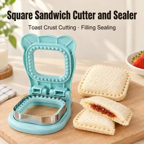 Sandwich Cutter And Sealer Pocket Bread Maker Stainless Steel PP Plastic Bear Shape DIY Toast Crust Remover Tool