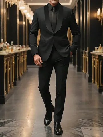 Herren Business Anzug Oberteil Und Unterteil Solid Polyester Slim Fit Blazer Hose Für Hochzeit Bankett Formelle Bürokleidung
