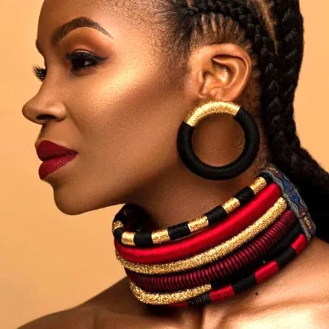 Overdreven Afrikaanse Tribale Geweven Choker Halsketting En Oorbellen Set Legering Katoenen Koord Mode Sieradenset Voor Vrouwen Feest