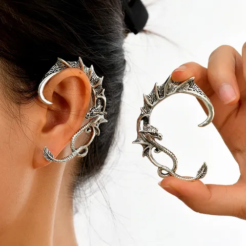 Punk Retro Legering Draak Slang Oorklem Oorbellen Voor Heren Dames Gothische Mode Persoonlijkheid Lichaamssieraden Cadeau