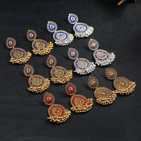 Bohemien Etnisch Vintage Legering Strass Kwastje Hangende Oorbellen Drop Oorbellen Voor Vrouwen Mode Sieraden Cadeau