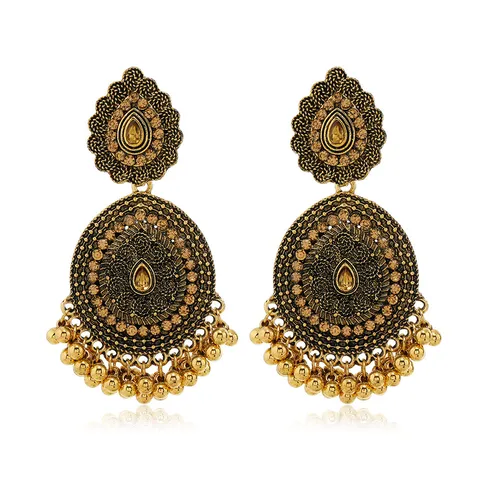Bohemien Etnisch Vintage Legering Strass Kwastje Hangende Oorbellen Drop Oorbellen Voor Vrouwen Mode Sieraden Cadeau