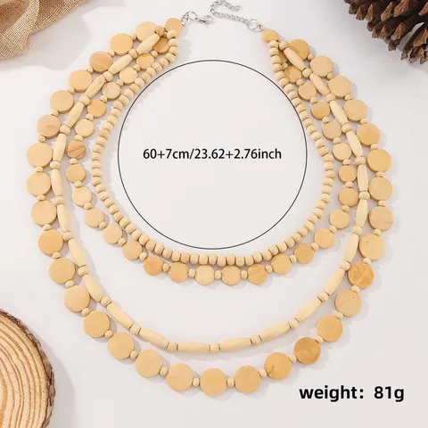Boheemse Meerlaagse Handgemaakte Houten Kralen Ketting Voor Vrouwen Mode Sieraden Cadeau
