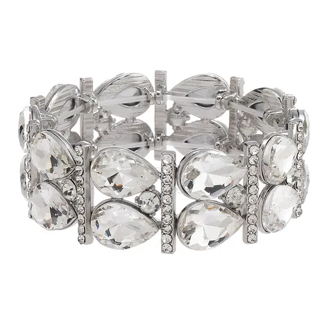 Mode Legering Strass Kristal Waterdruppel Elastische Armband Vrouwen Geometrisch Kristal Charm Manchet Armband Feest Sieraden Cadeau