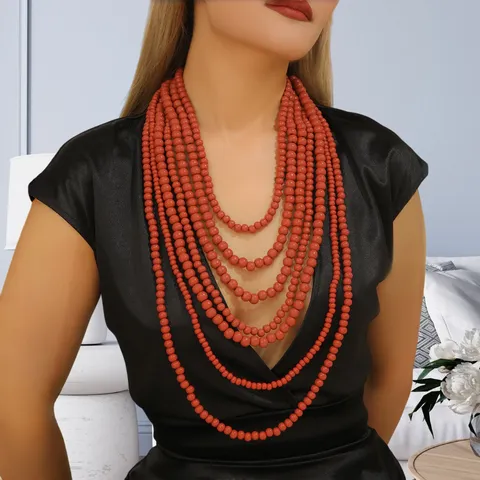 Boheemse Meerlaagse Handgemaakte Houten Kralen Lange Trui Ketting Boho Mode Sieraden Cadeau Voor Dames