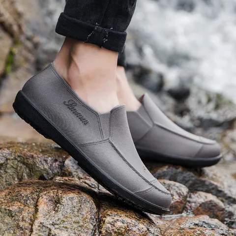 Men's Waterproof Rain Boots Short Slip-On EVA Non-Slip Rain Shoes Outdoor Work Daily Footwear