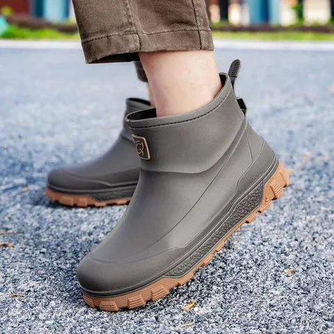 Stivali da Pioggia Impermeabili Antiscivolo da Uomo Tubo Corto Scarpe da Lavoro in Gomma Pesca all'Aperto Calzature Casual