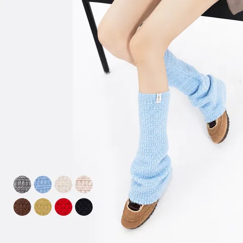 Women Winter Warm Thickened Knit Leg Warmers Solid Color Slouch Socks Ribbed Boot Cuffs Fashion Casual Accessory