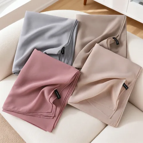 Women Solid Color Chiffon Scarf Lightweight Long Shawl Breathable Neck Wrap For Travel Commuting Daily Fashion Accessory