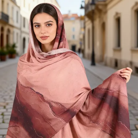 Womens Fashion Scarf Mercerized Cotton Watercolor Tie Dye Print Lightweight Shawl Beach Headband Travel Accessories