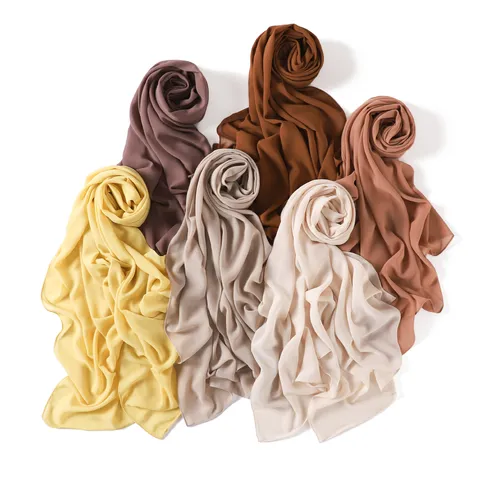 Womens Casual Solid Color Chiffon Long Scarf Lightweight Breathable Shawl Sun Protection Soft Fashion Neck Scarf Wrap