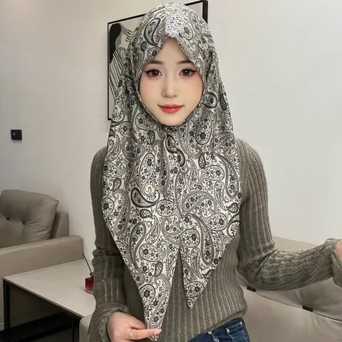 Rétro Français Coton Lin Foulard Triangle Femmes Bandeau Floral Paisley Pois Châle Accessoires Cheveux