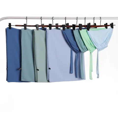 Femmes Chiffon Longue Écharpe Et Modal Bonnet À Nouer Ensemble Couleurunie Léger Protection Solaire Hijab Écharpe Ensemble De Deux Pièces