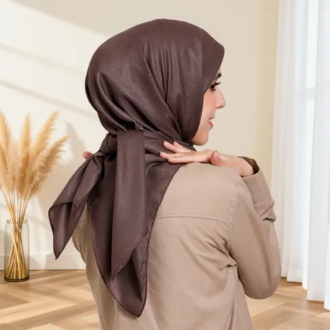 Women Glossy Chiffon Large Square Scarf Elegant Solid Color Lightweight Hijab Wrap Shawl Fashion Daily Accessories