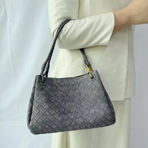 Womens Vintage Woven Shoulder Bag Large Capacity Suede Handbag Casual Soft PU Leather Tote Purse Crossbody Bag