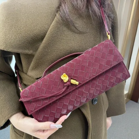 Borsa a Pochette Tessuta Per Donna Moda Borsa da Sera Elegante Stile Designer Borsa in Pelle PU Borsa Retro Sottobraccio Borsetta