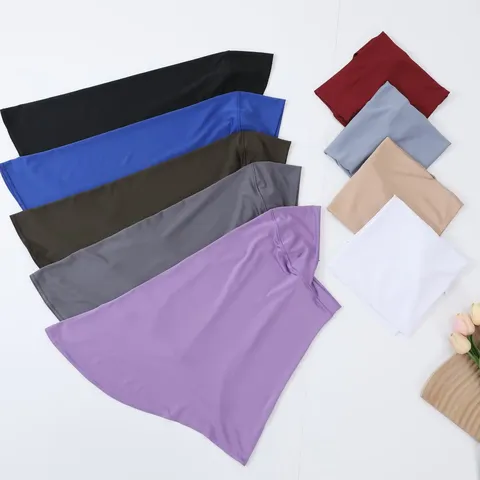 Women Solid Color Milk Silk Headscarf Versatile Stretch Breathable Muslim Hijab Outdoor Windproof Daily Head Wrap