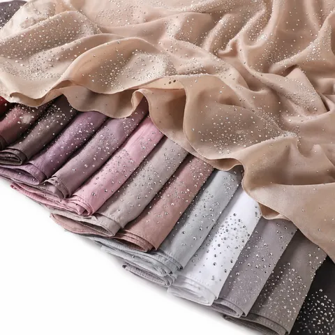 Women's Long Chiffon Scarf Sparkly Hotfix Rhinestone Starry Sky Shawl Lightweight Sun Protection Beach Wrap Scarf