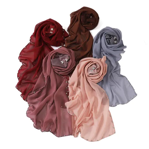 Dames Chiffon Sjaal Strass Bezet Effen Kleur Hijab Hoofdoek Lichtgewicht Lange Sjaal Mode Accessoires
