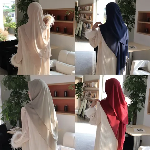 Solid Color Pearl Chiffon Scarf Matching Undercap Magnetic Buckle Three Piece Set Women Elegant Hijab Headwear Fashion Wrap