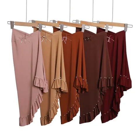 Vrouwen Kristallinnen Zwaluwstaart Hoofddoek Kralen Strik Lint Geplooid Volants Moslim Hijab Hoofddeksel