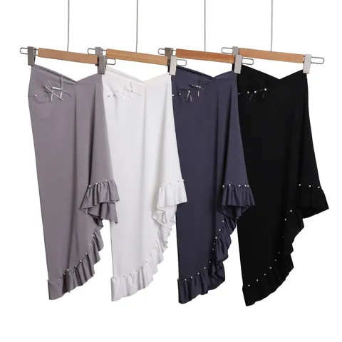 Vrouwen Kristallinnen Zwaluwstaart Hoofddoek Kralen Strik Lint Geplooid Volants Moslim Hijab Hoofddeksel