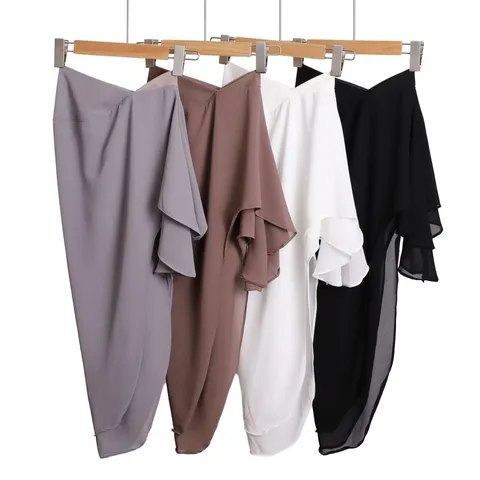 Women Chiffon Swallowtail Headscarf Solid Color Muslim Hijab Comfortable Head Cover Daily Fashion Hair Accessories