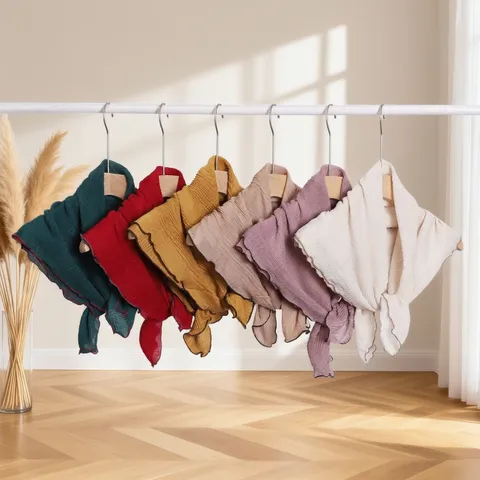 Womens Forest Style Pleated Square Scarf Casual Solid Color Sun Protection Lightweight Neckerchief Chic Commute Shawl