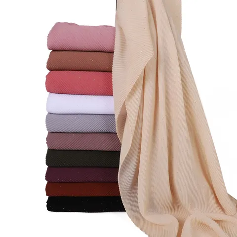 Womens Fashion Chiffon Scarf Square Plain Silver Glitter Crinkled Head Wrap Sun Protection Shawl