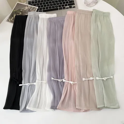 Manches de Protection Solaire Unies pour Femmes Minces Respirantes Conduite Extérieure Vélo Boucle de Perle Chinoise